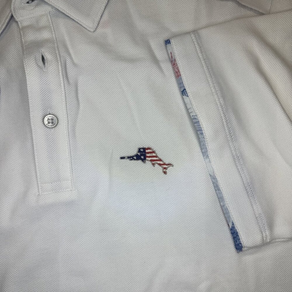 Tommy Bahama Men's Small Fiesta Fronds Five O'Clock IslandZone Polo Shirt White - Picture 5 of 7